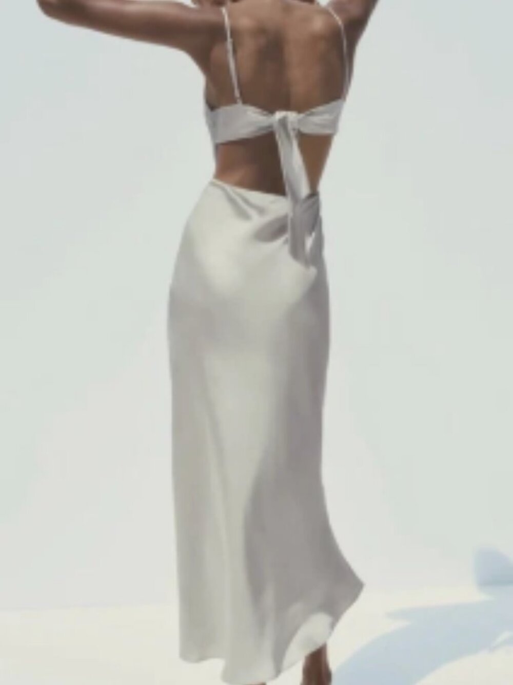 ✨NWT Zara Ivory  Satin Long Slip Dress Back - Size S
